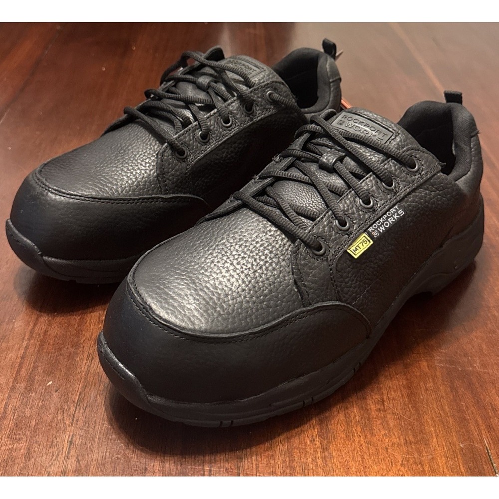 NWOB Rockport Works RK5960 Black Leather Slip Resistant Work Shoes Men's 11W EH
